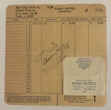 Ford Hotel Montreal VTG 1938 Guest Receipt w/Ivory Soap Wrapper  picture