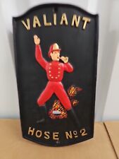 VALIANT HOSE NO. 2 FIREFIGHTER CAST IRON FIRE HOUSE SIGN picture