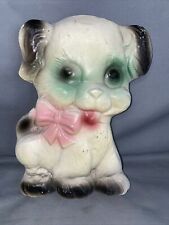 Vintage Kitsch MCM  Wall Plaque Puppy Green Eyes Dog Chalk Ware picture
