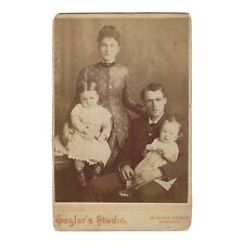 Antique Cabinet Card Photo Victorian Family Man Woman Star Brooch Chicago IL picture
