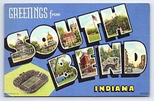 Postcard Greetings From South Bend Indiana Large Letter Curt Teich picture