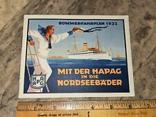 1932 HAPAG SOMMERFAHRPLAN NORDSEEBADER STEAMSHIP SCHEDULE  GERMAN OCEAN LINER picture