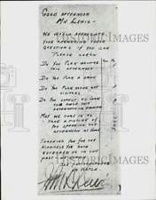 1946 Press Photo Answers of John Lewis to photographers' note in Alexandria picture