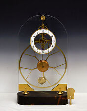 French Style Thin Glass Pinwheel Escapement Big Wheel Marble Base Skeleton Clock picture