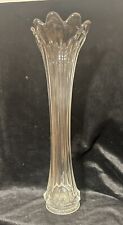 Swung Stretch Glass Vintage MCM Clear Vase 14” Tall picture