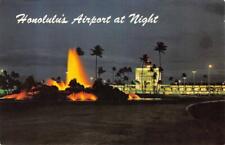 HONOLULU AIRPORT AT NIGHT Hawaii Nani Li'i c1960s Vintage Postcard picture