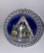 Vintage Plastic Bubble Diorama Angels Scene 1960s Christmas Ornament picture
