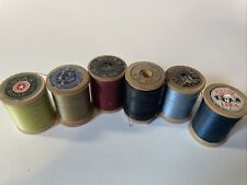Set Of 6 Vint Wooden Spools Of Thread O.N.T. ,  J. & P. Coats, Star, Normandie picture