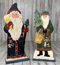 Vintage Wood Germany & Scandinavian Santas Stand up hand Painted Christmas picture