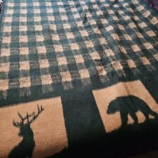 Vintage biederlack blanket Deer Bear Moose Lodge Lake picture