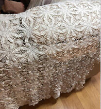 Vintage White Handmade Lace Bedspread Tablecloth crochet Beautiful condition picture