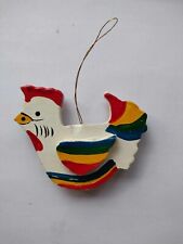 vintage wooden rainbow chicken ornament picture