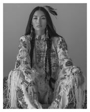 GORGEOUS YOUNG NATIVE AMERICAN LADY FANCY CLOTHING 8X10 FANTASY B&W PHOTO picture