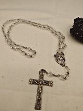 VTG Catholic Clear Glass Rosary With Intricate Cross 18
