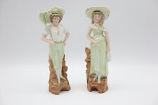 Antique Victorian Bisque Pair Man & Woman Figurine Bookends Germany Numbered picture