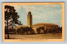 Sarasota FL Historic County Courthouse Building Florida c1948 Vintage Postcard picture