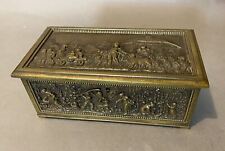 Antique Victorian Decorated Bronze Keepsake Box with Old World Village Scenes picture