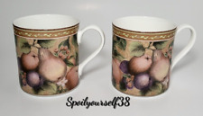 FITZ And FLOYD Classic Choices TUSCANY Fruit 1999 Coffee Mug Lot Of Two 16oz picture