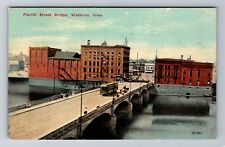 Waterloo IA-Iowa, Fourth Street Bridge, Antique, Vintage Souvenir Postcard picture