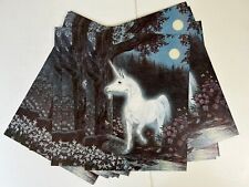 UNICORN Vintage Poster 50pc Lot LGBTQ Fantasy Art Glowing Nighttime Forest Moon picture