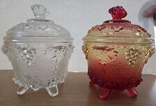 TWO Vintage Glass Candy Dishes With Grape Clusters -- SEE DESCRIPTION picture