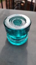 NICE…UNIQUE  GLASS SPOOL INSULATOR…PRETTY AQUA COLOR VERY NICE CONDITION picture