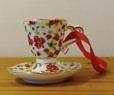 Reutter Porzellan Teacup Ornament Petite Red Rose Germany Christmas (S7) picture
