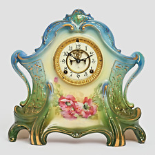ANSONIA La Layon Royal Bonn 1881 Victorian Porcelain 8 days Mantel Clock picture