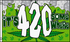 3X5 Its 420 Somewhere Flag Marijuana Pot Weed Banner Party Time FAST US SHIPPING picture