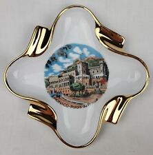 Vintage Monaco Souvenir Ashtray Palais du Prince Gold Trim Porcelain Advertising picture
