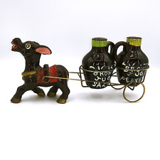 Vintage 1960's Donkey Burro Mule Little brown Jug Cart & Salt & Pepper Shakers picture
