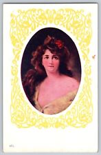 Postcard Beautiful Lady Woman Romantic Art Nouveau Style Border Antique Unposted picture