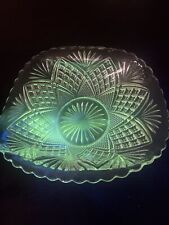 Antique Pressed Pattern Glass Banana Bowl, Diamond & Sunburst 1800s Vintage EAPG picture