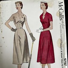 Vintage 1950s McCalls 9797 Belted V-Neck Dress Sewing Pattern 18.5 Large UNCUT picture