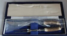 Vintage Sanderson Stag Horn Carving Set made in England picture