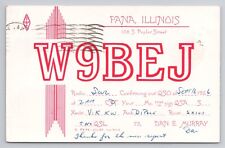 amateur radio QSL postcard W9BEJ Pana IL Illinois 1956 Dan E Murray picture