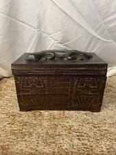 Vintage Mayan/Aztec Carved Wooden Box picture
