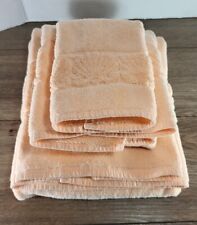 Vintage J'Aime Bath Towels Peach Sea Shells Design Set Of 3 picture