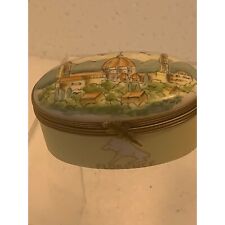 Vtg Limoges France hand painted trinket box view of Florence picture