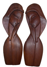 MCM 15” Teak Wood Carved Silhouettes Unmounted picture