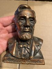 Vintage Abraham Lincoln Copper Piggy Bank Banthrico Collector Patina NO KEY picture