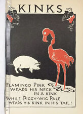 Kinky Neck Flamingo kinky tail Pig Vintage whimsical book illustration picture