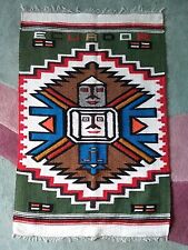 Vintage Ecuador Hand Woven Wool Rug Geometric Native Incan Art Weaving Kilim  picture