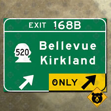 Washington I-5 North exit 168B, Route 520, Bellevue, Kirkland exit sign 14x10 picture