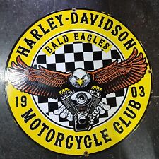 HARLEY EAGLES PORCELAIN ENAMEL SIGN 30 INCHES ROUND picture