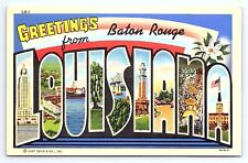 Postcard Greetings From Baton Rouge Louisiana Large Letter Curt Teich picture