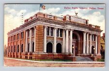 Dallas TX- Texas, Dallas Public Library, Antique, Vintage c1912 Postcard picture