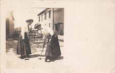 RPPC Two Women Playing Croquet 1910 Photo Postcard picture