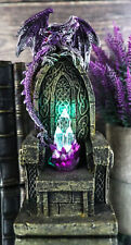 Medieval Purple Dragon On King's Landing Throne With LED Crystals Figurine picture