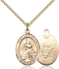 14K Gold Filled St Joan Of Arc Navy Military Soldier Catholic Medal Necklace picture